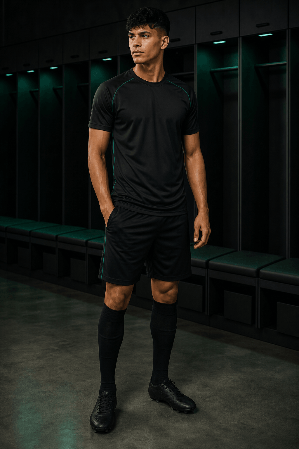 Fictional footballer in a neutral TOUCHLN training kit